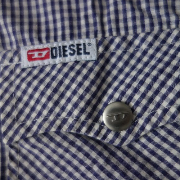 Diesel Checkered Short Sleeve Snap-In Button Down Size S - Picture 7 of 14